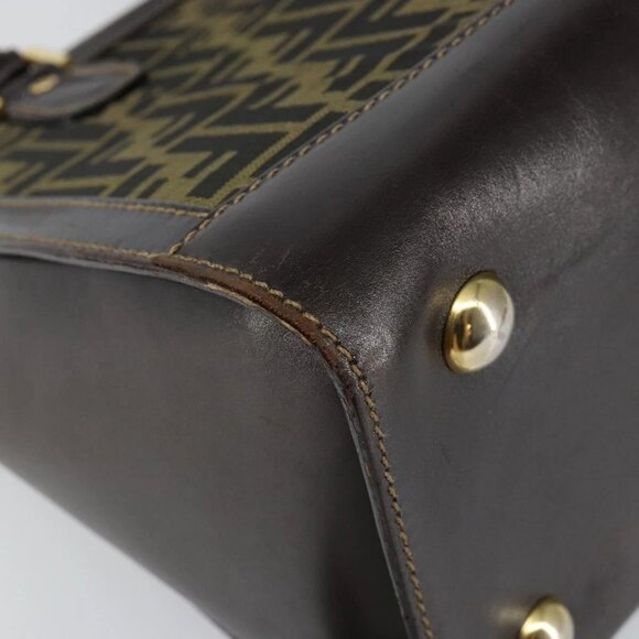 FENDI Zucca Canvas Hand Bag Black Brown Auth 144377 - Picture 4 of 16